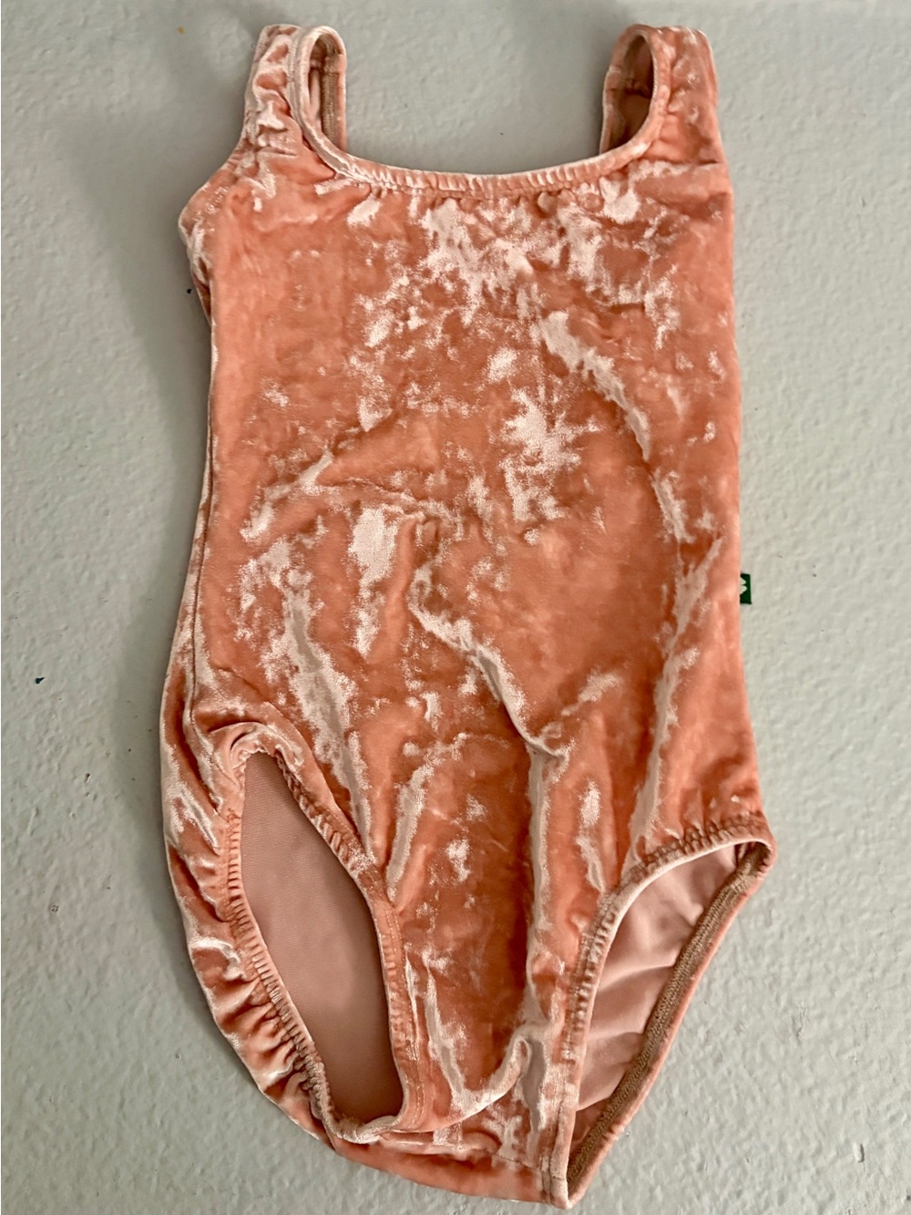 LuckyLeo velvet peach leotard